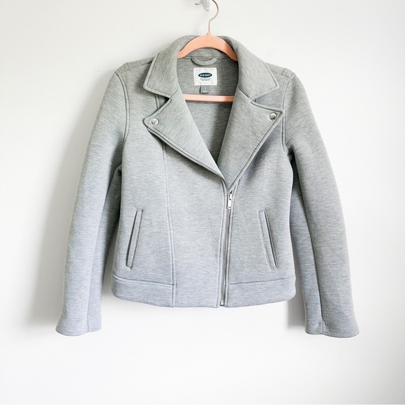 Old Navy Gray Soft Padded Moto Jacket sz Small - Picture 1 of 8